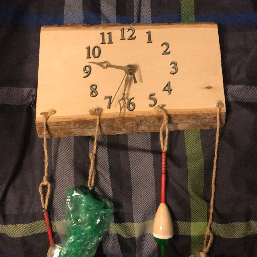 Handmade wooden fishing Clock